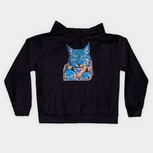 The lynx cat art a wild cat Kids Hoodie